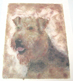 Susan Olsen print of seated Airedale