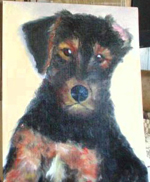 Terry Stevens painting of an Airedale puppy